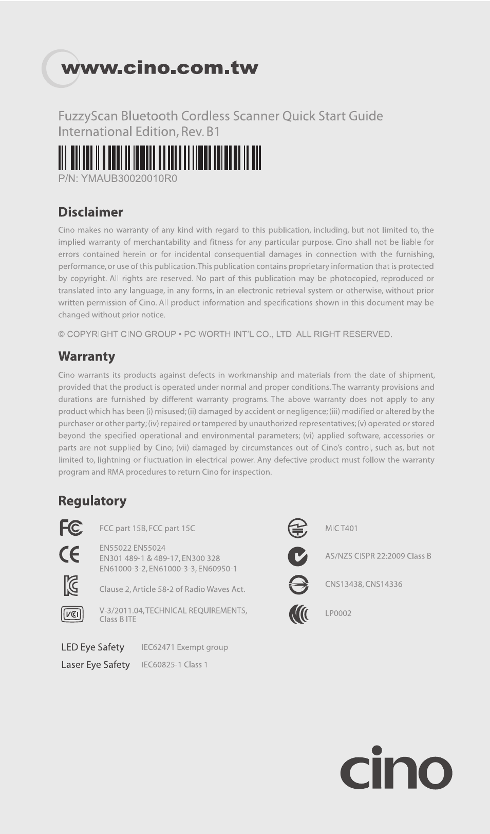Cino L780BT HC User Manual | Page 16 / 16