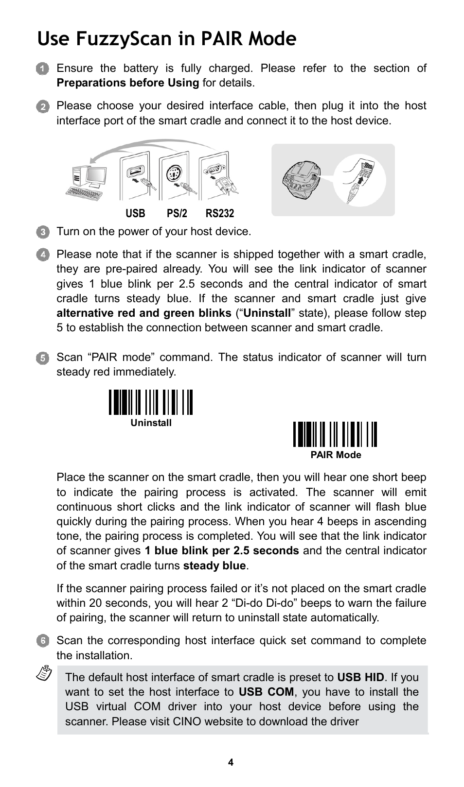 Use fuzzyscan in pair mode | Cino L780BT HC User Manual | Page 5 / 16