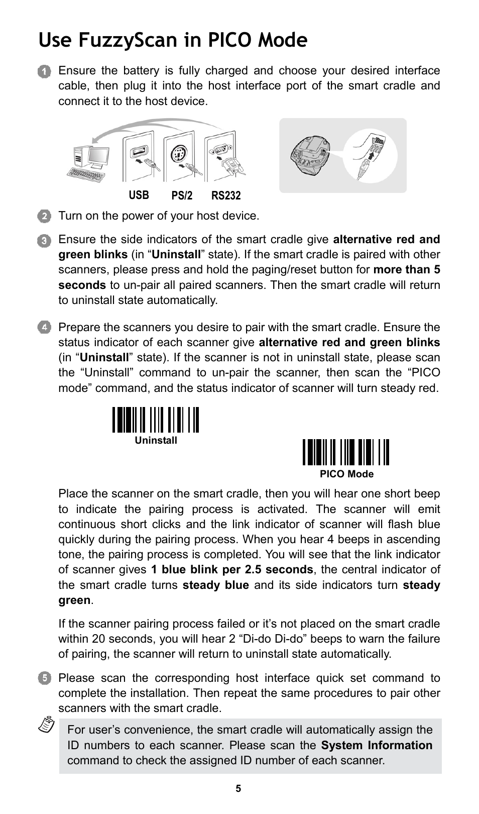 Use fuzzyscan in pico mode | Cino L780BT HC User Manual | Page 6 / 16
