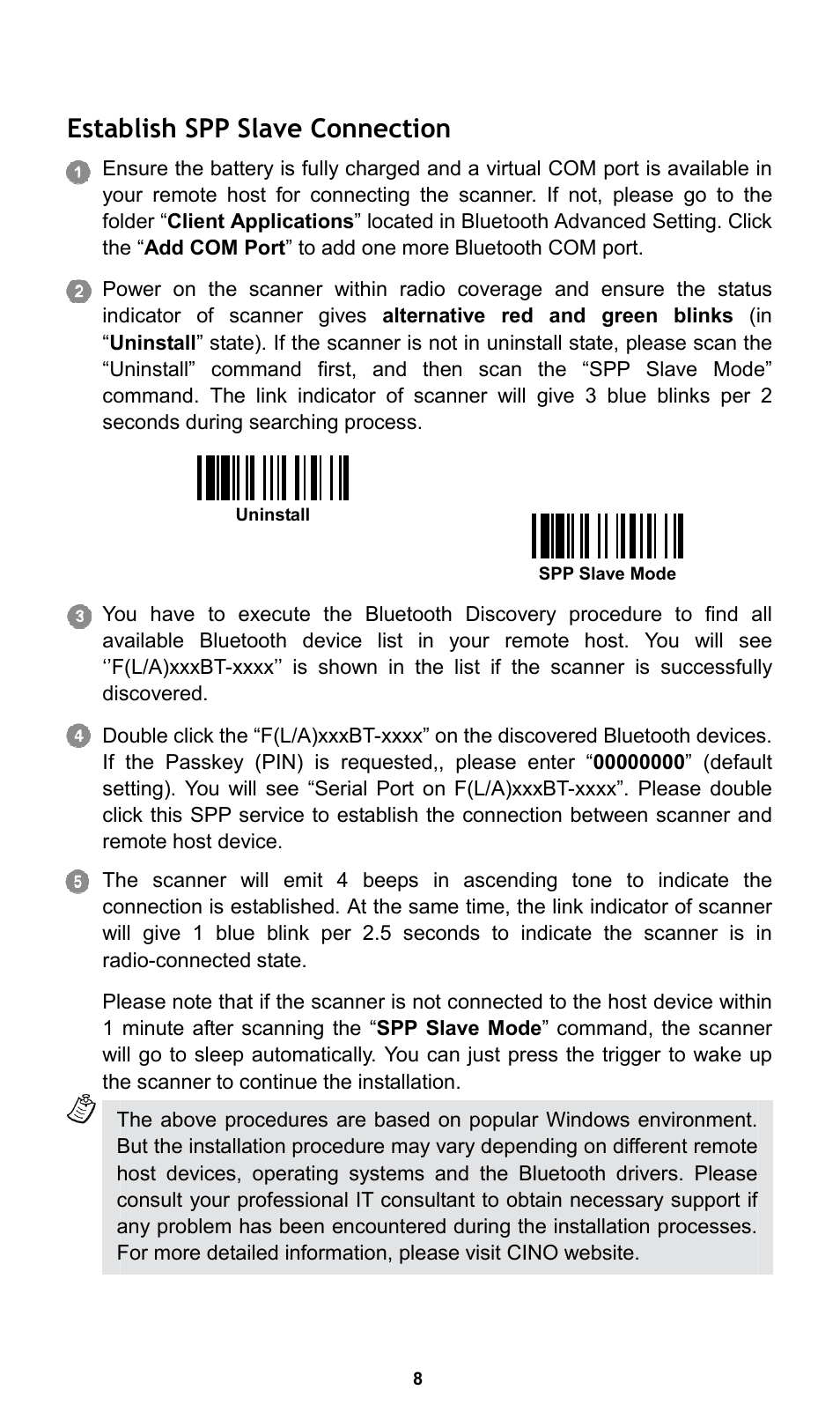Establish spp slave connection | Cino L780BT HC User Manual | Page 9 / 16