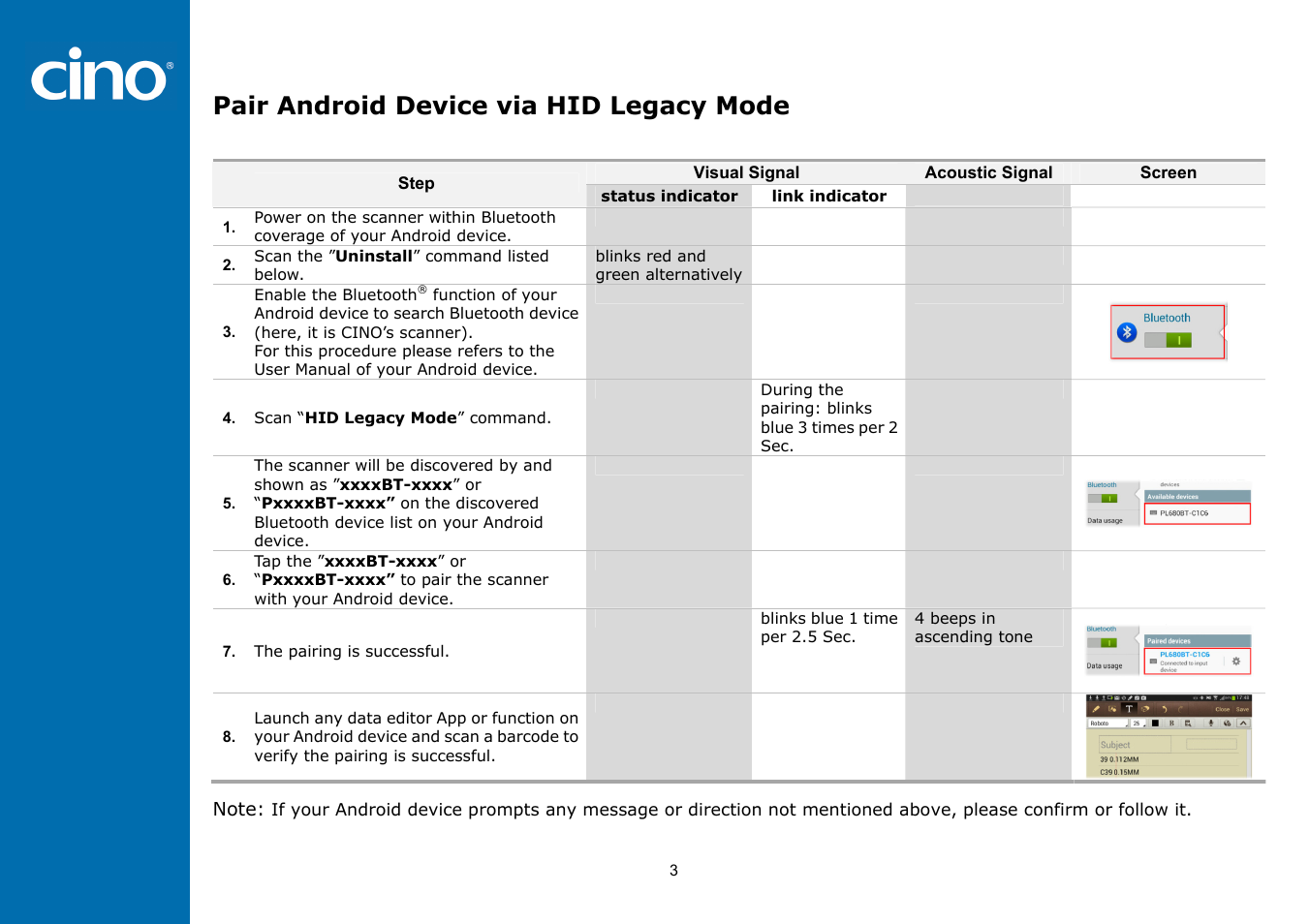 Pair android device via hid legacy mode | Cino PL680BT HC User Manual | Page 5 / 12