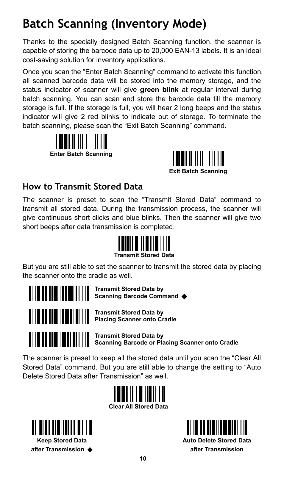 Batch scanning (inventory mode), How to transmit stored data | Cino L780BT HC User Manual | Page 11 / 16