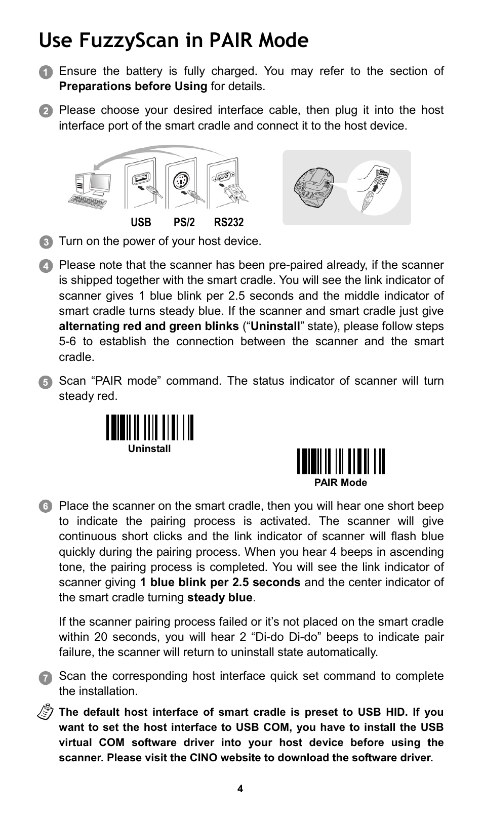 Use fuzzyscan in pair mode | Cino L780BT HC User Manual | Page 5 / 16