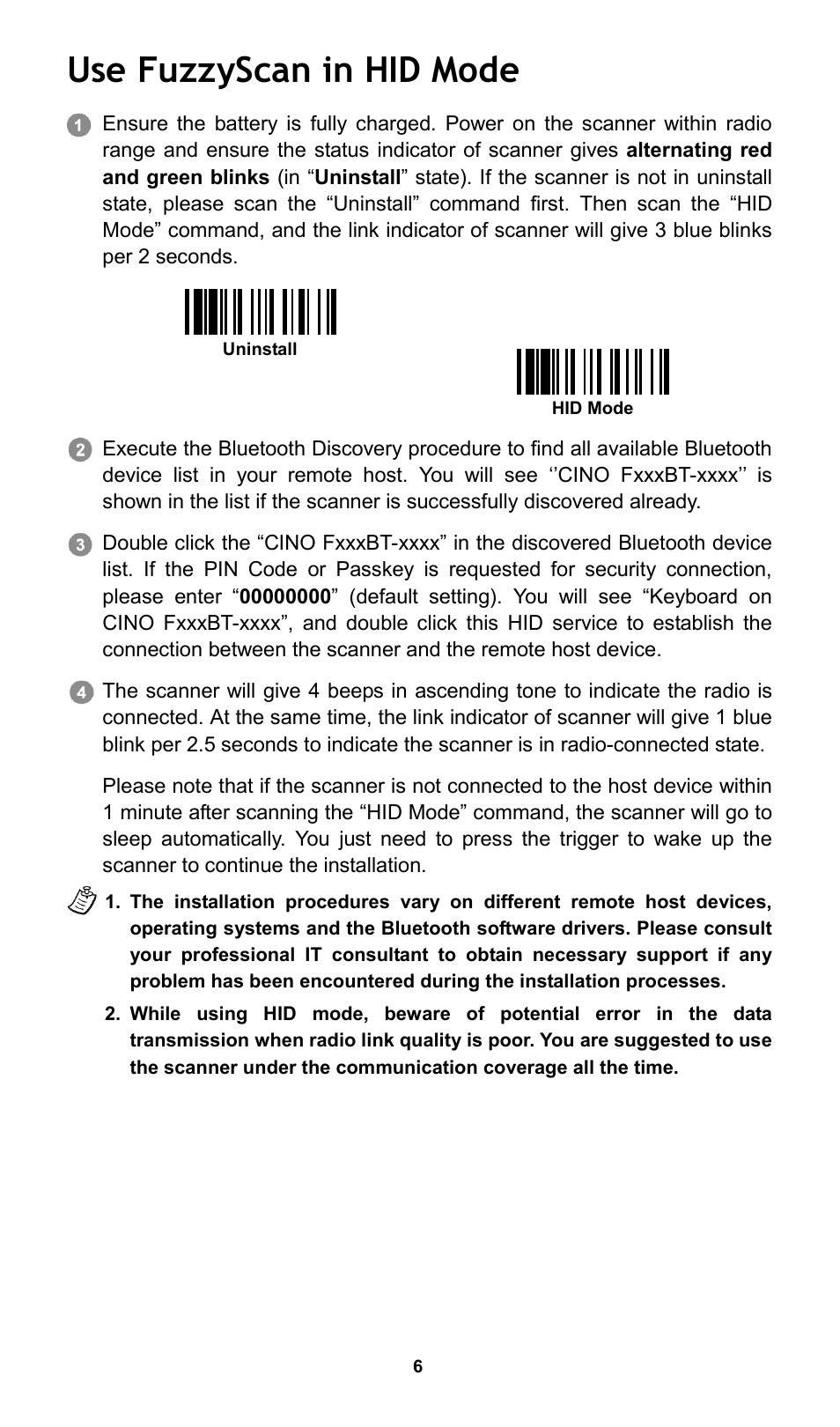 Use fuzzyscan in hid mode | Cino L780BT HC User Manual | Page 7 / 16