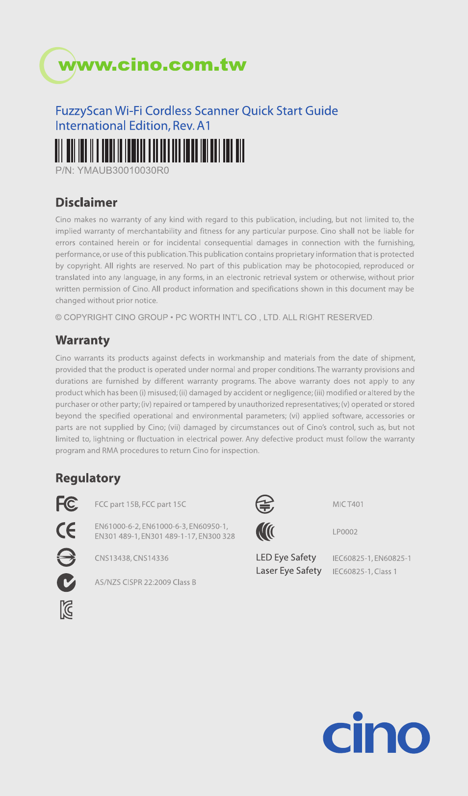 Cino L780WD User Manual | Page 16 / 16