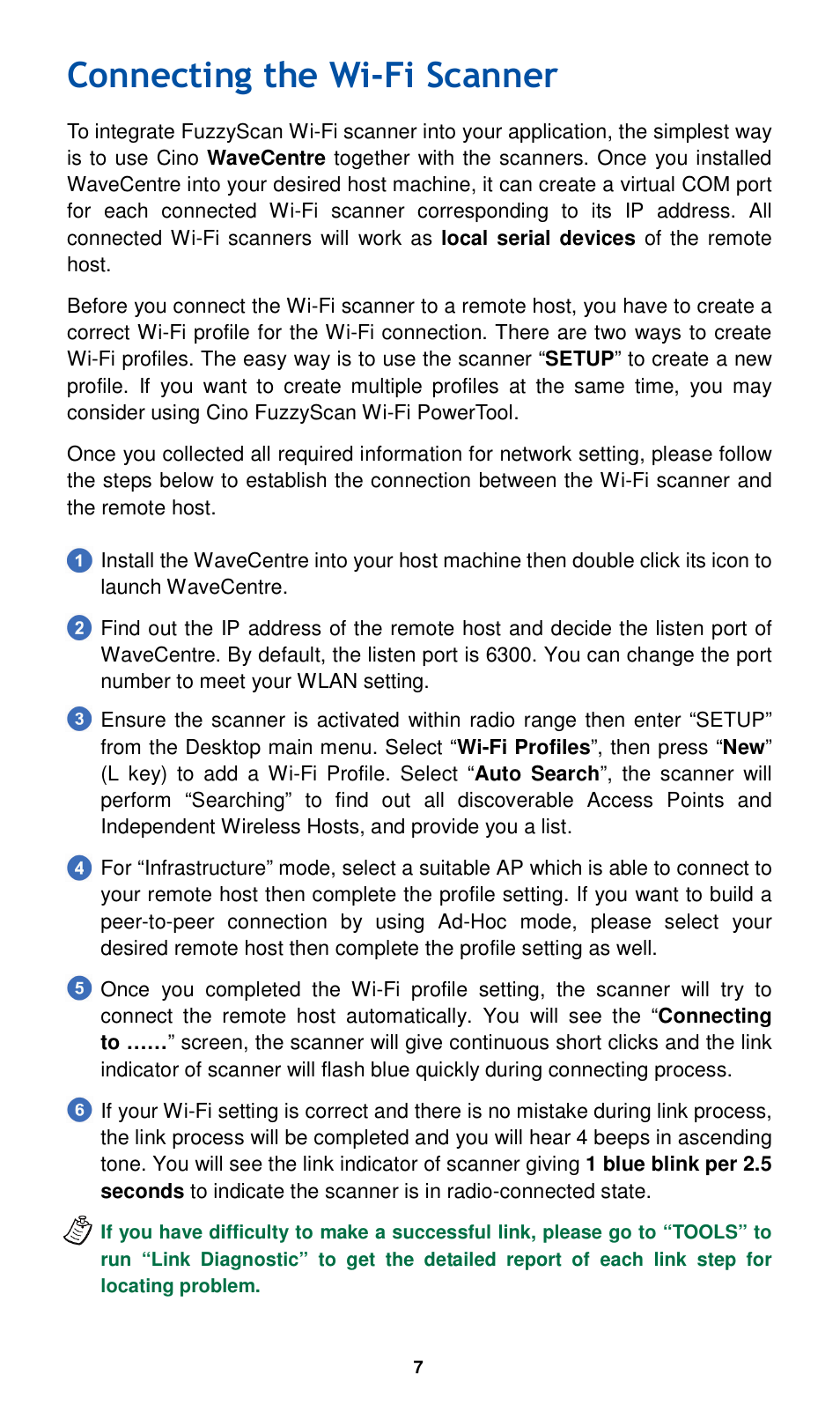Connecting the wi-fi scanner | Cino L780WD User Manual | Page 8 / 16