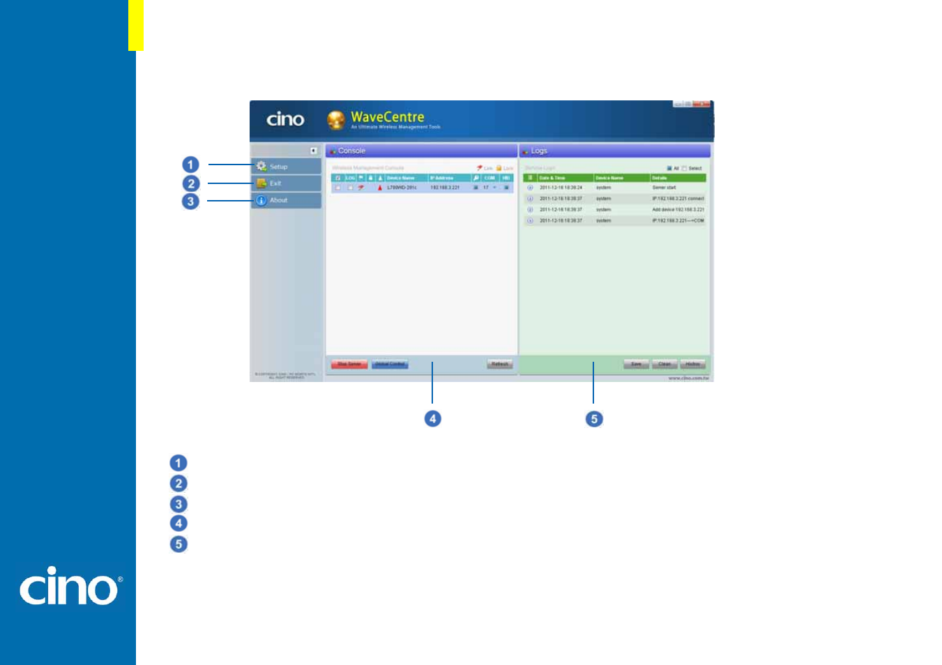 Chapter 1: getting familiar with wavecentre | Cino L780WD User Manual | Page 5 / 17