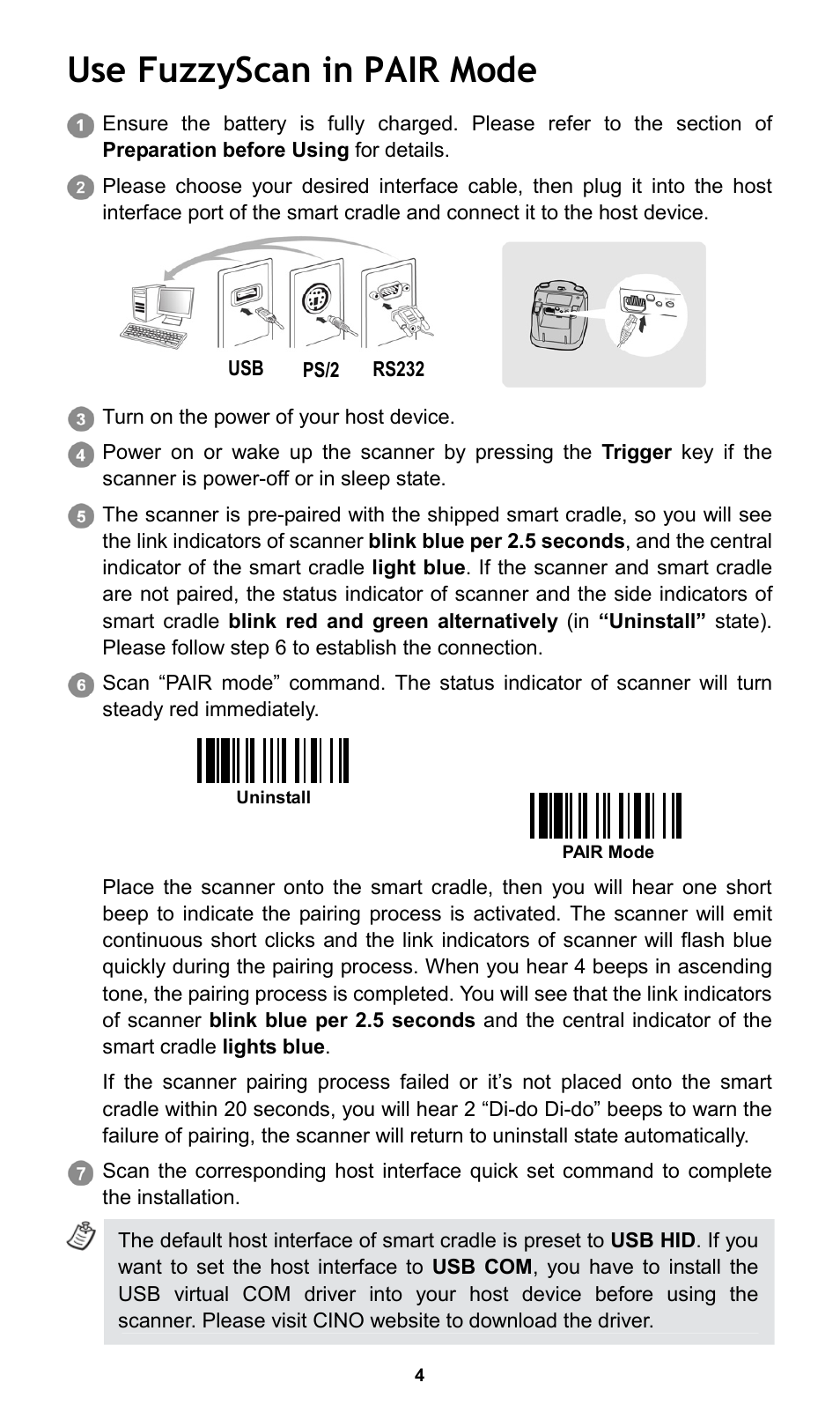 Use fuzzyscan in pair mode | Cino PL680BT HC User Manual | Page 5 / 16