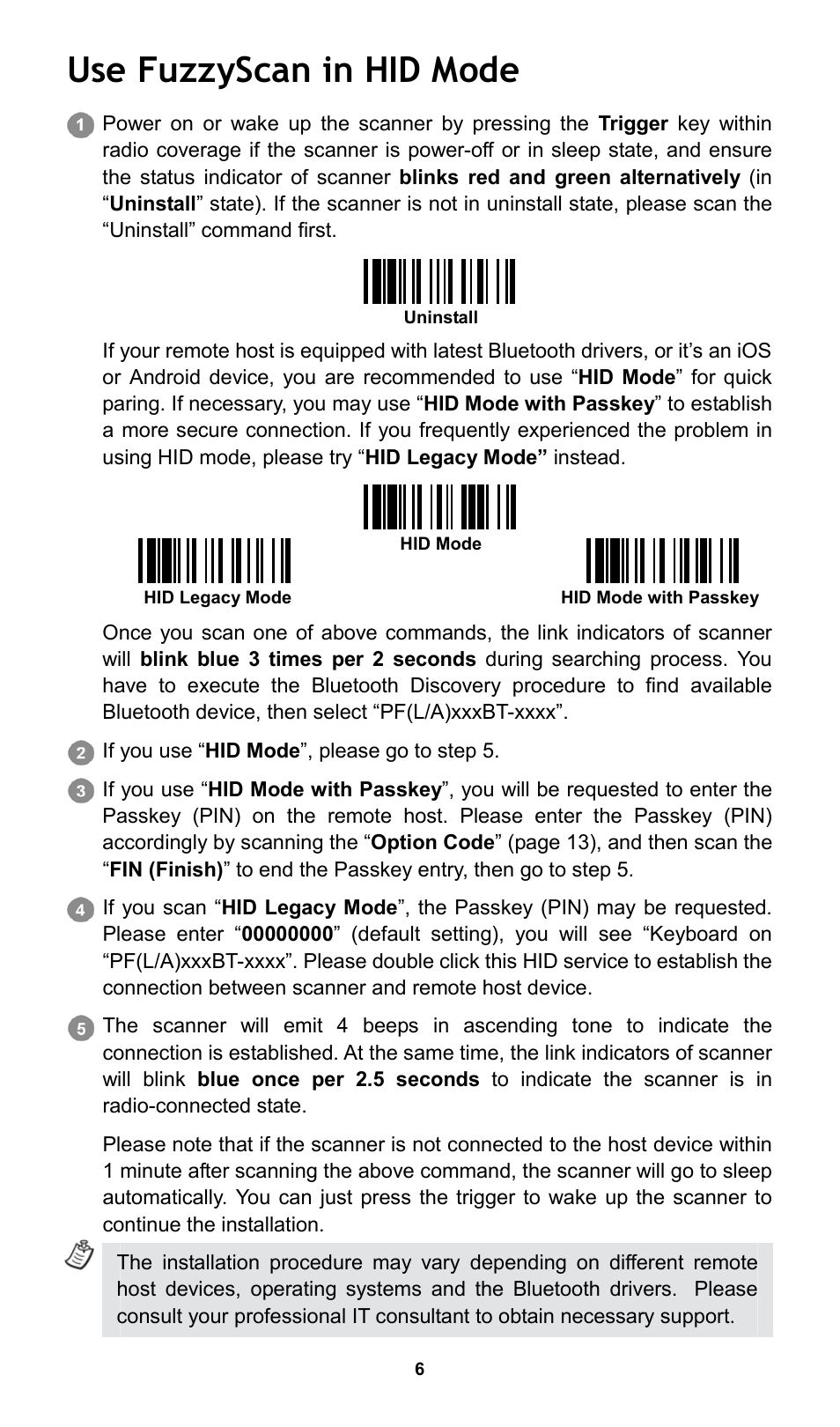 Use fuzzyscan in hid mode | Cino PL680BT HC User Manual | Page 7 / 16