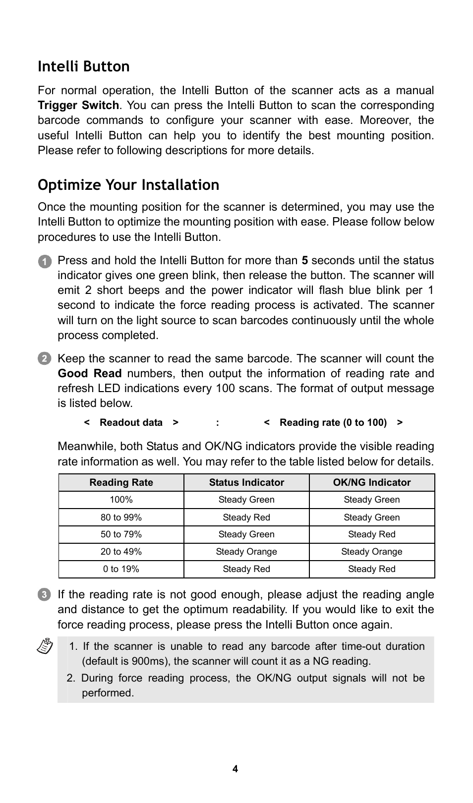 Intelli button, Optimize your installation | Cino FA470 User Manual | Page 5 / 16