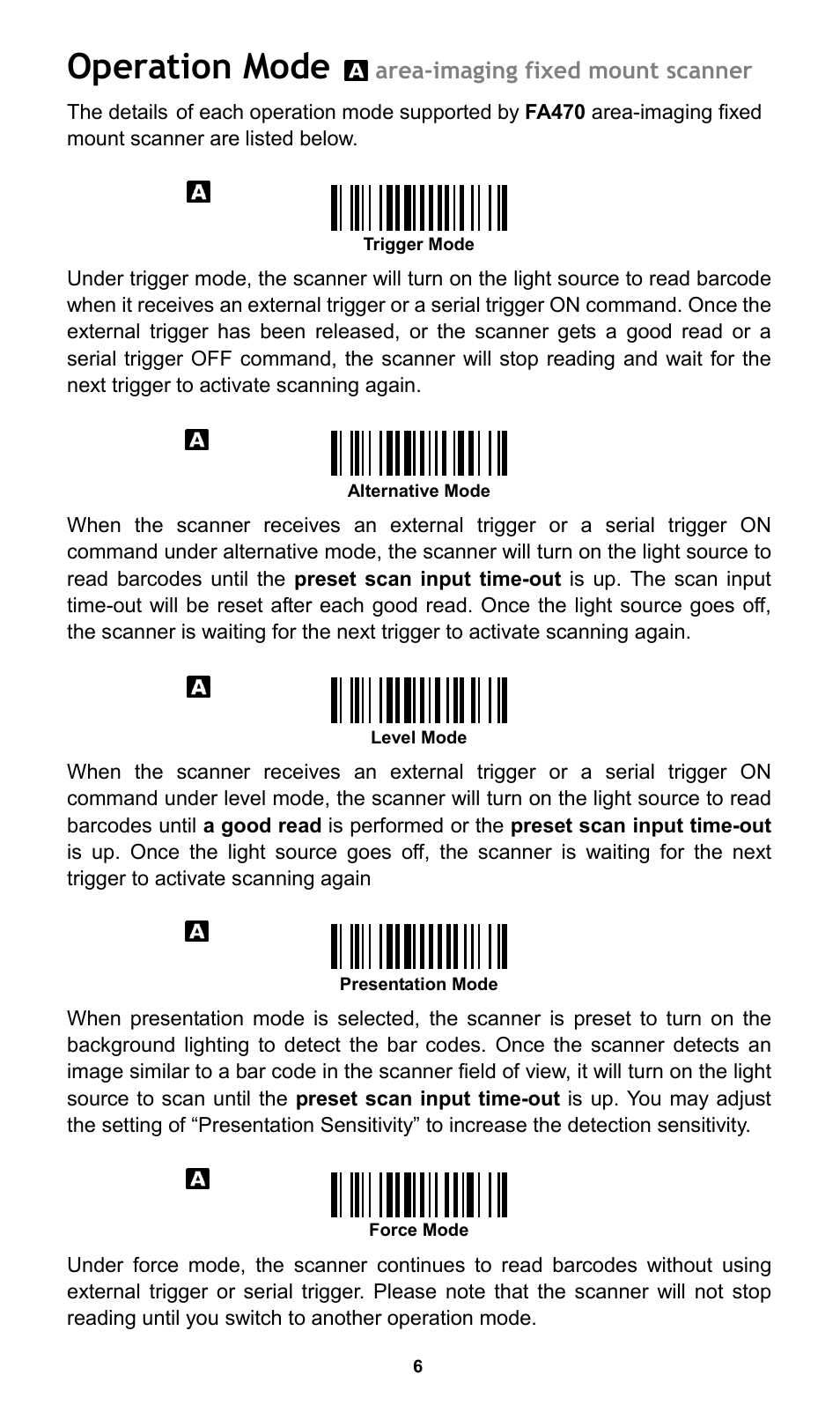 Operation mode | Cino FA470 User Manual | Page 7 / 16