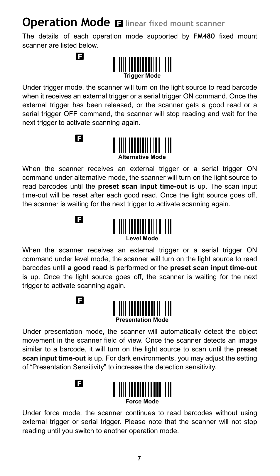 Operation mode | Cino FA470 User Manual | Page 8 / 16