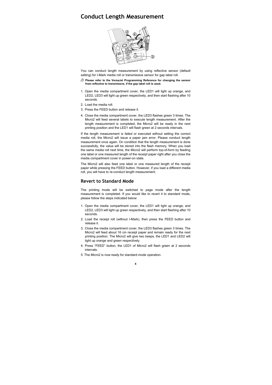 Conduct length measurement, Revert to standard mode | Cino M230B User Manual | Page 5 / 12