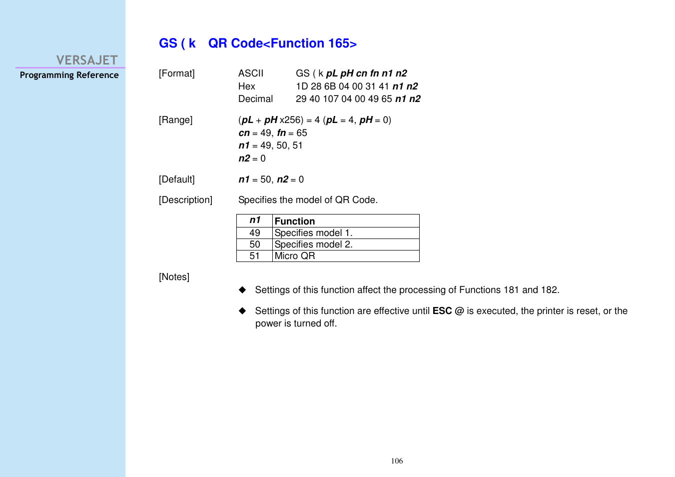 Versajet gs ( k qr code<function 165 | Cino M230B User Manual | Page 115 / 245