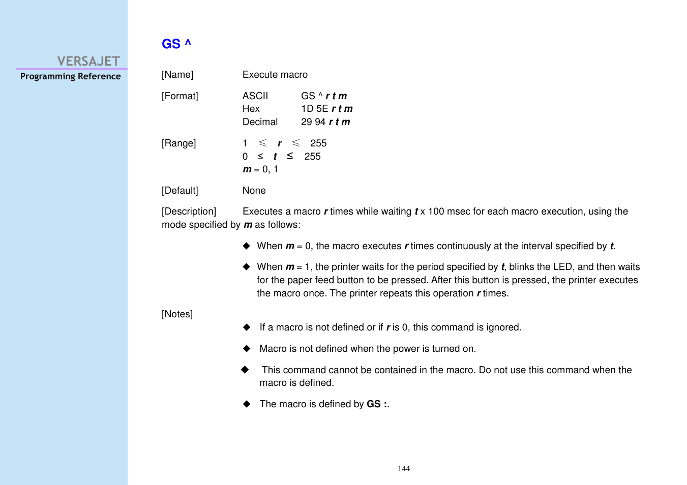 Versajet gs | Cino M230B User Manual | Page 153 / 245
