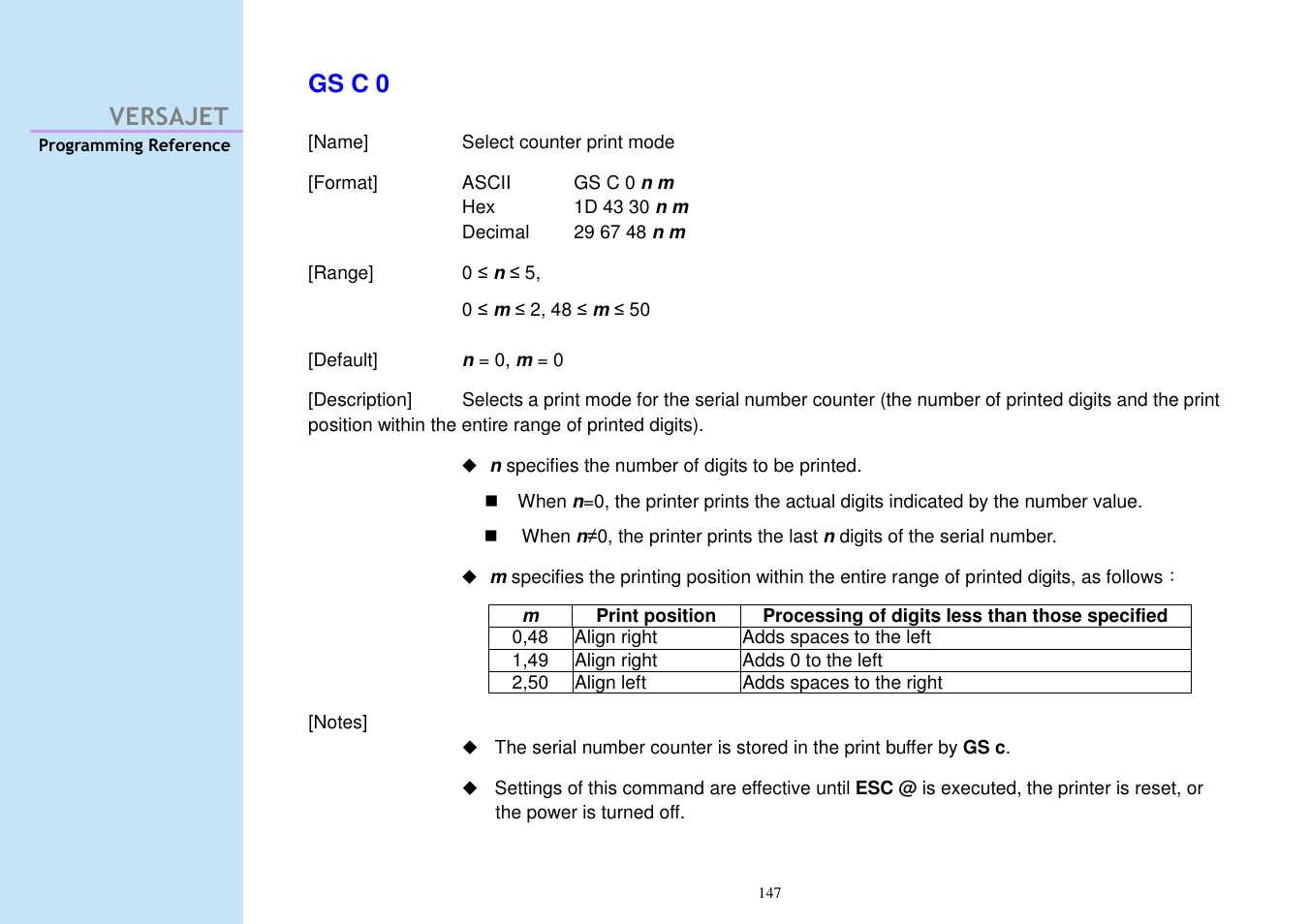 Versajet gs c 0 | Cino M230B User Manual | Page 156 / 245