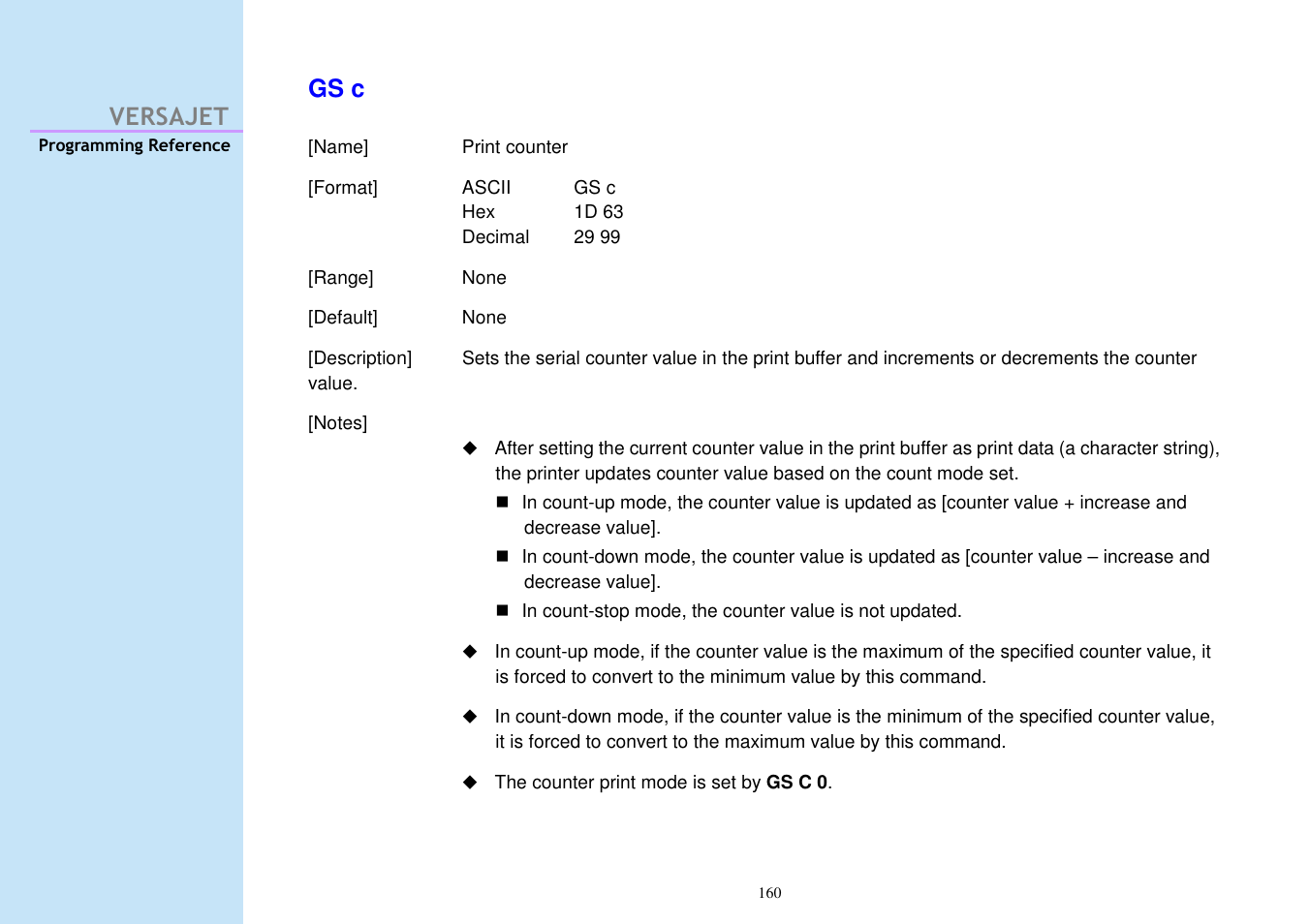 Versajet gs c | Cino M230B User Manual | Page 169 / 245