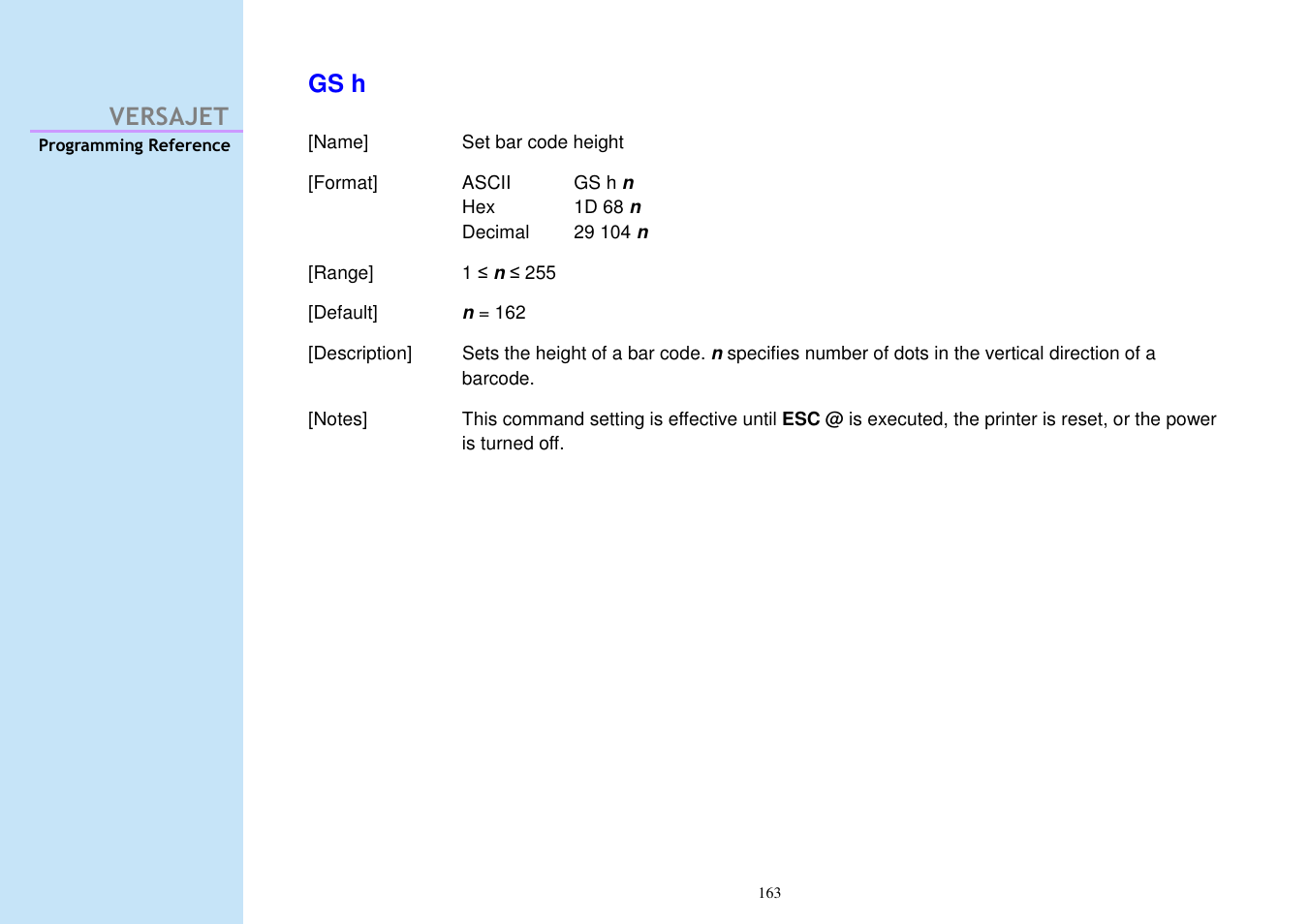 Versajet gs h | Cino M230B User Manual | Page 172 / 245