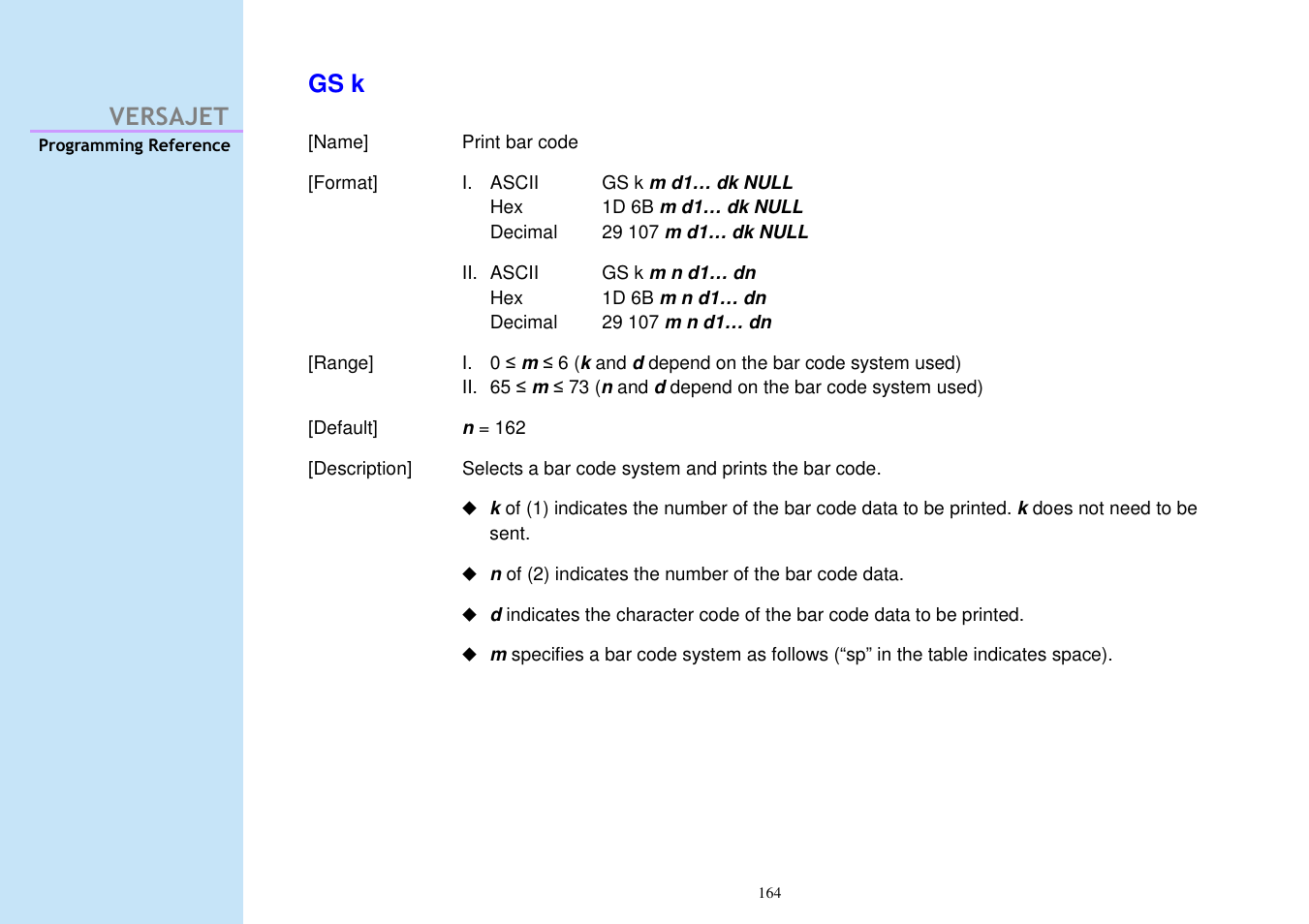 Versajet gs k | Cino M230B User Manual | Page 173 / 245