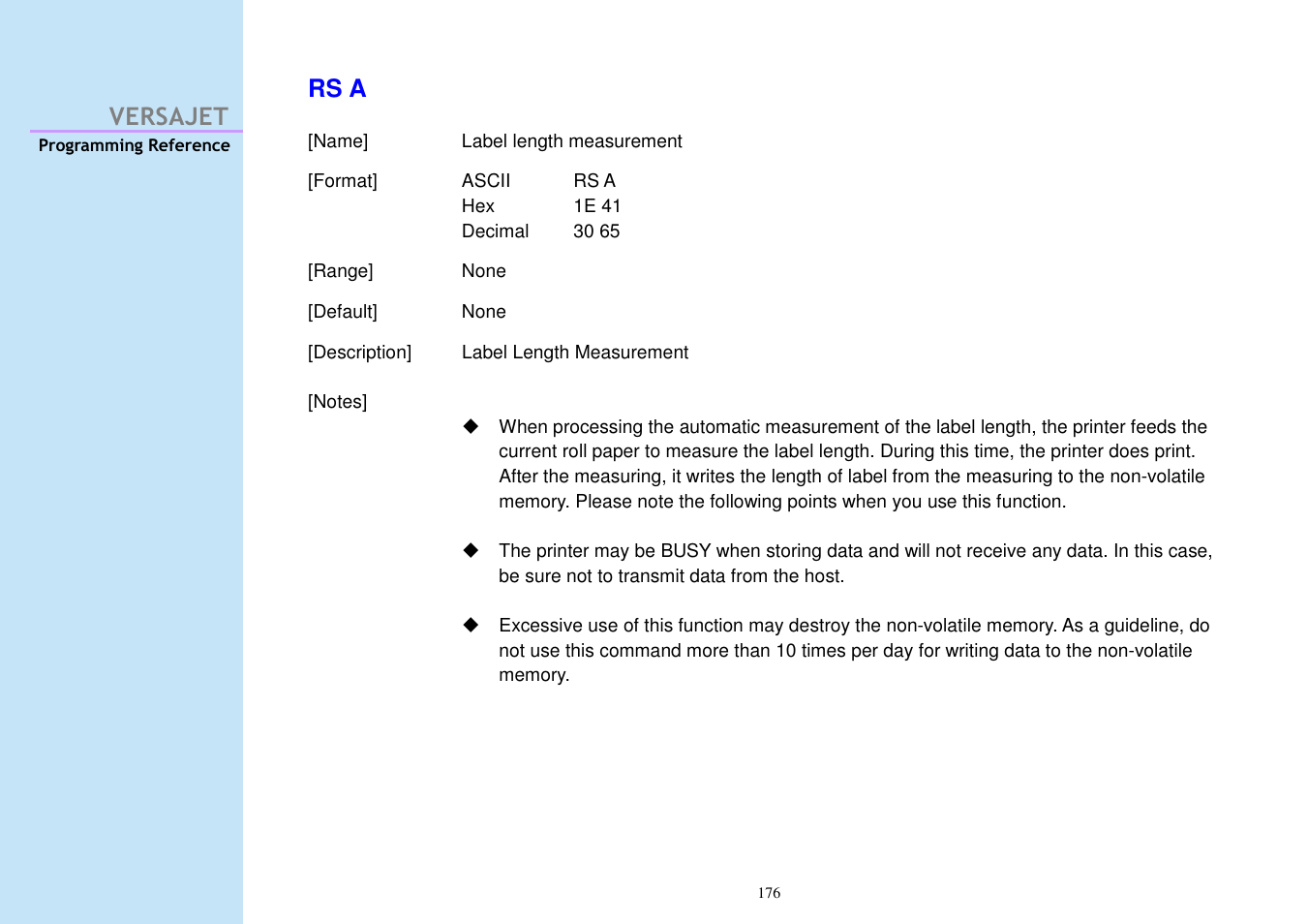 Versajet rs a | Cino M230B User Manual | Page 185 / 245