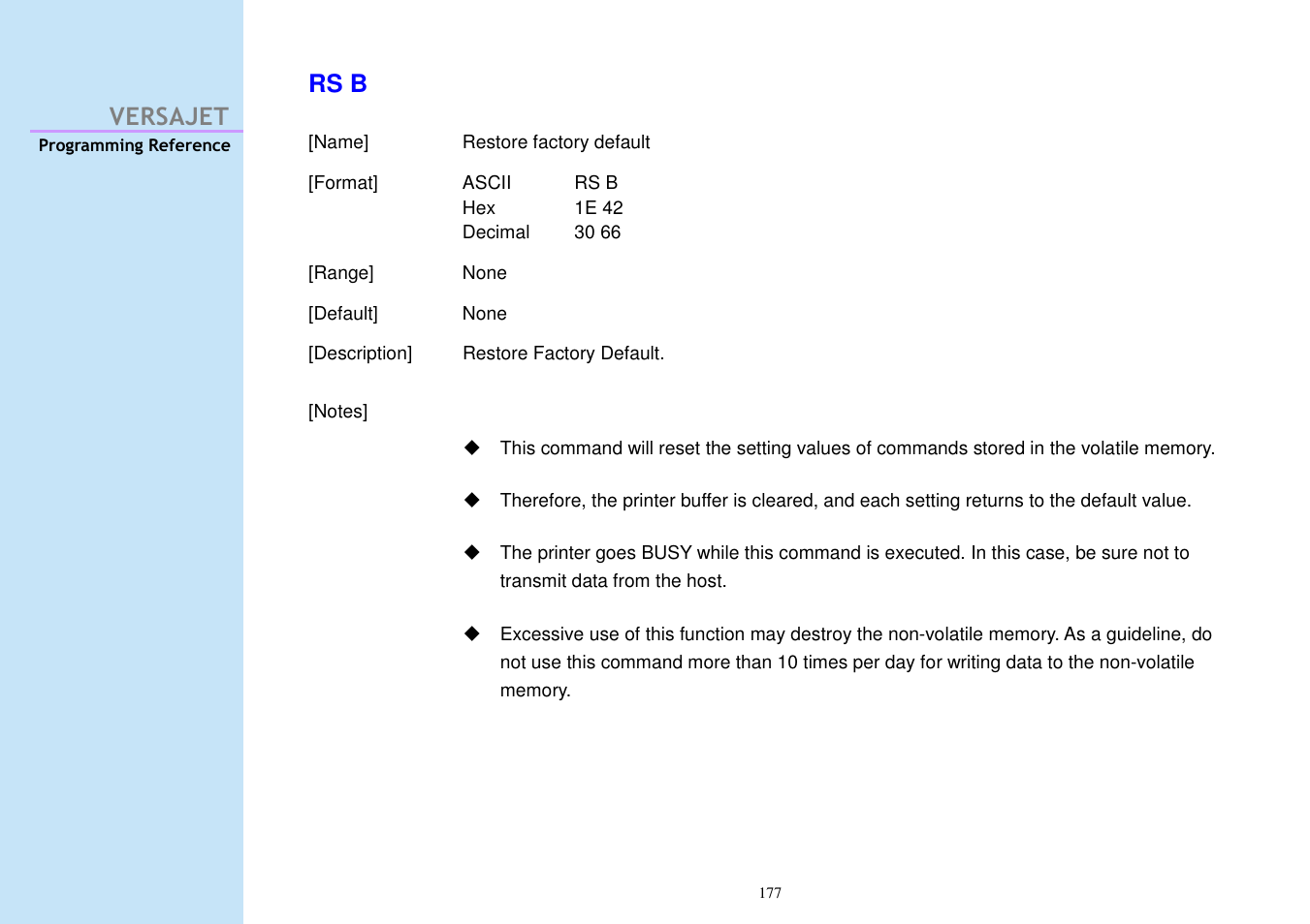 Versajet rs b | Cino M230B User Manual | Page 186 / 245