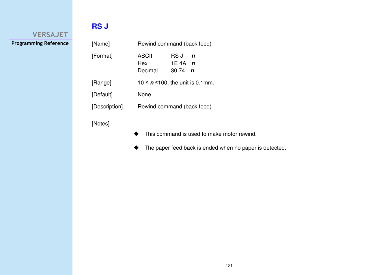 Versajet rs j | Cino M230B User Manual | Page 190 / 245