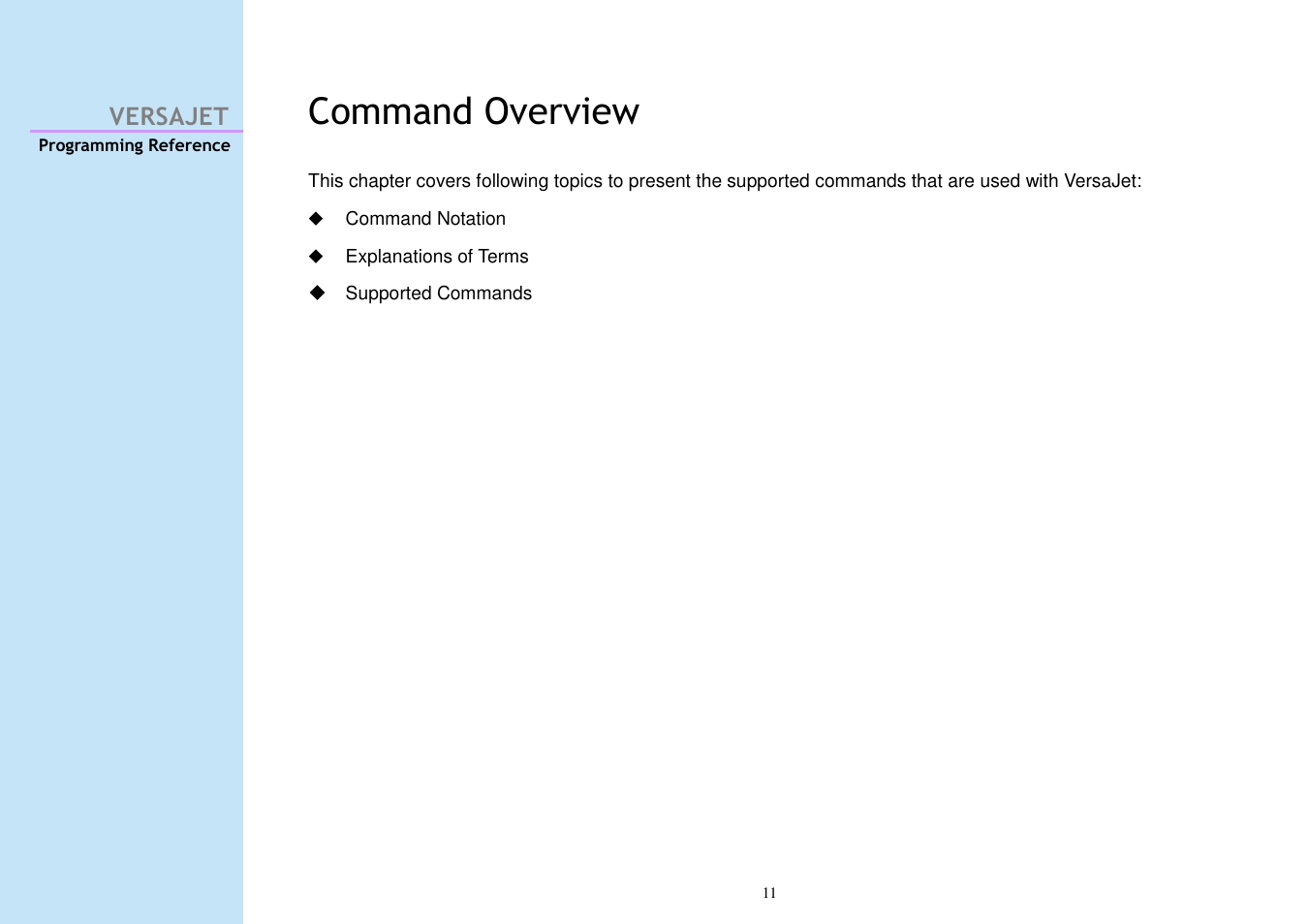 Command overview, Versajet | Cino M230B User Manual | Page 20 / 245