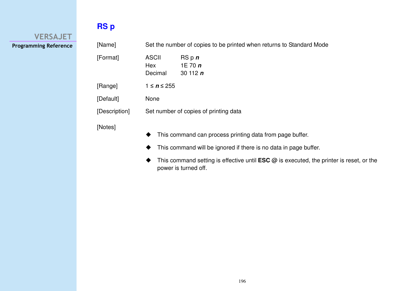 Versajet rs p | Cino M230B User Manual | Page 205 / 245