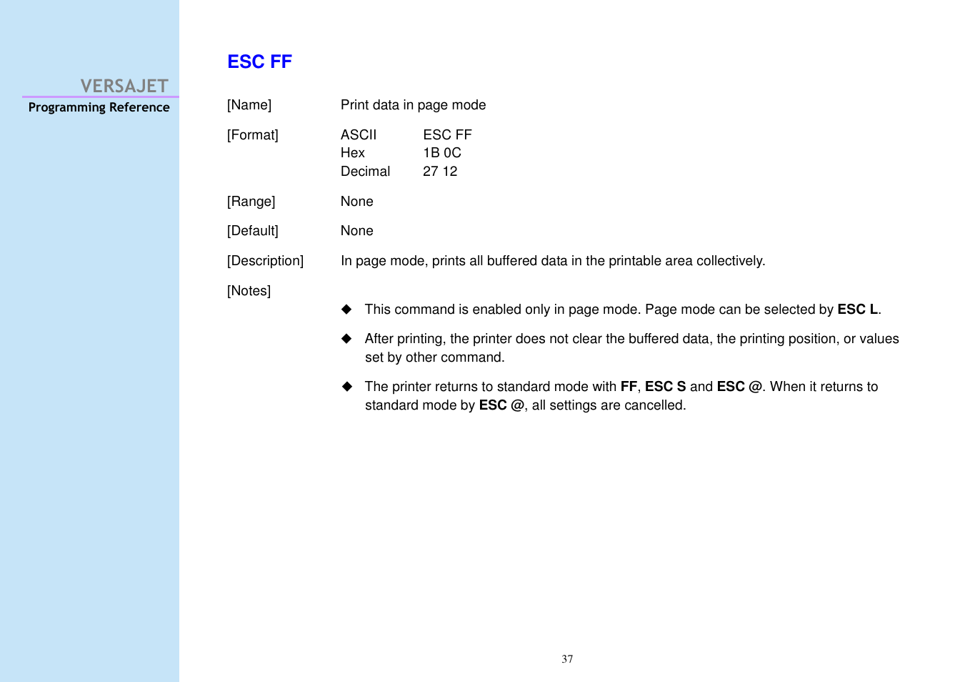 Versajet esc ff | Cino M230B User Manual | Page 46 / 245