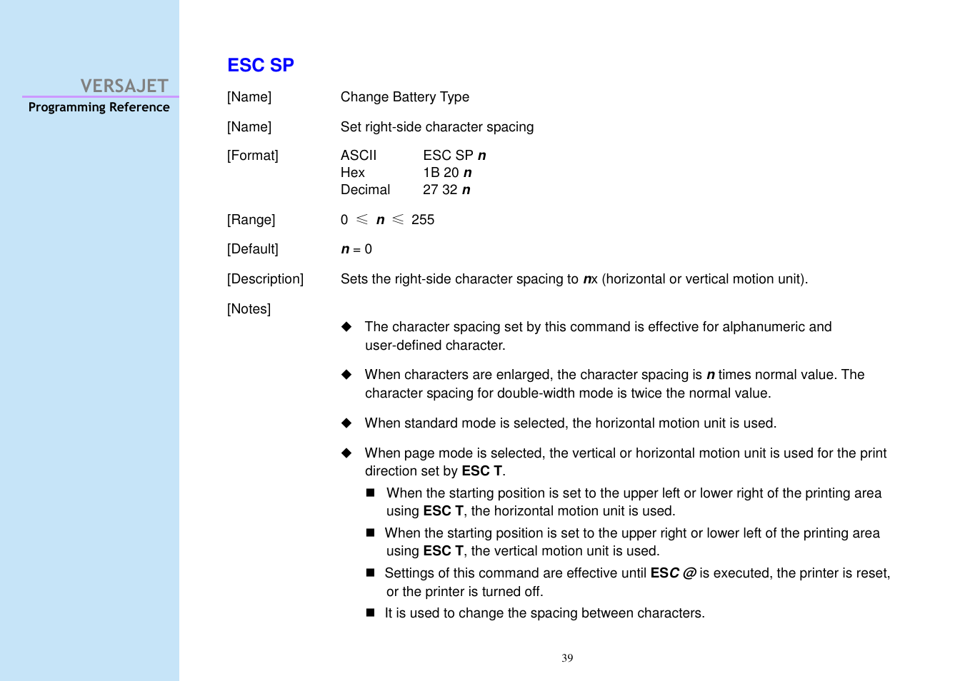 Versajet esc sp | Cino M230B User Manual | Page 48 / 245