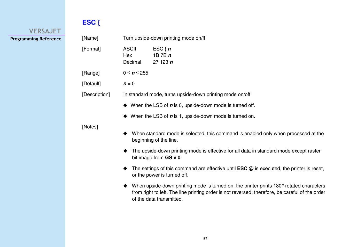 Versajet esc | Cino M230B User Manual | Page 61 / 245