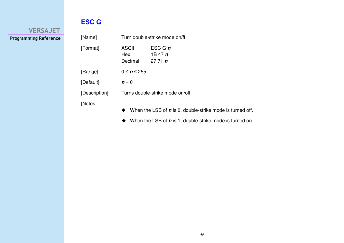 Versajet esc g | Cino M230B User Manual | Page 65 / 245