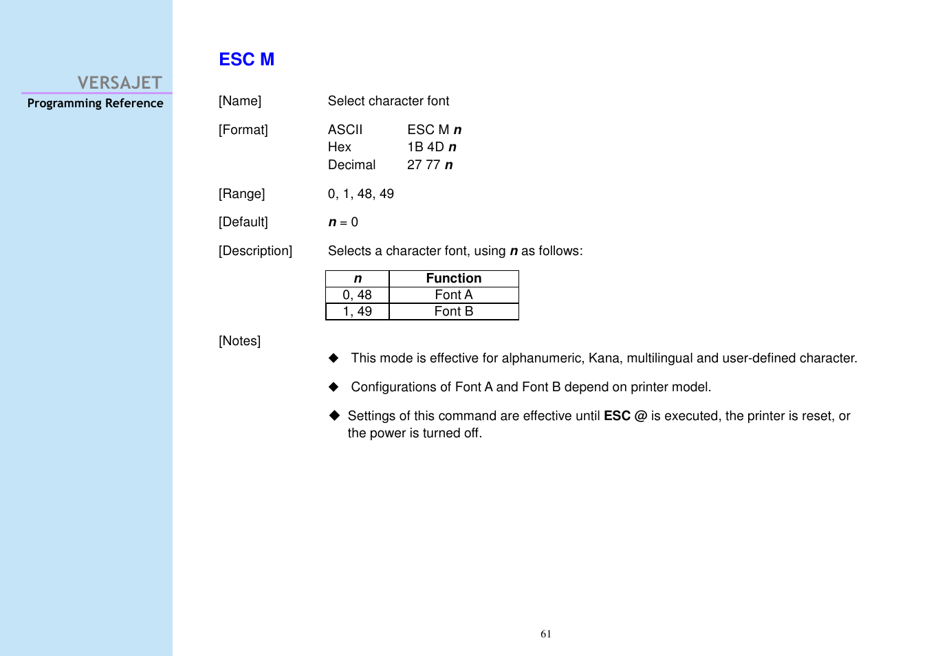 Versajet esc m | Cino M230B User Manual | Page 70 / 245