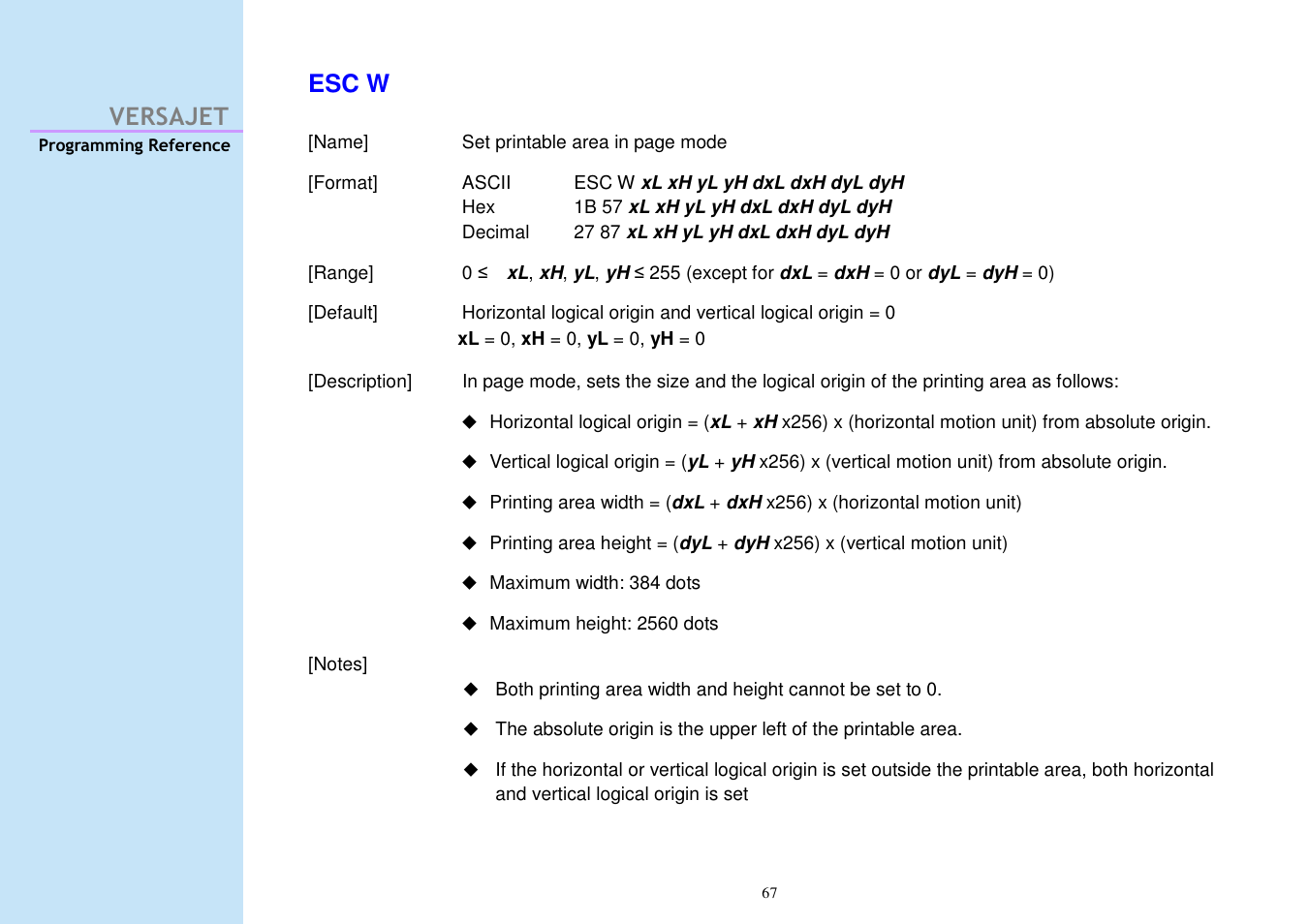 Versajet esc w | Cino M230B User Manual | Page 76 / 245