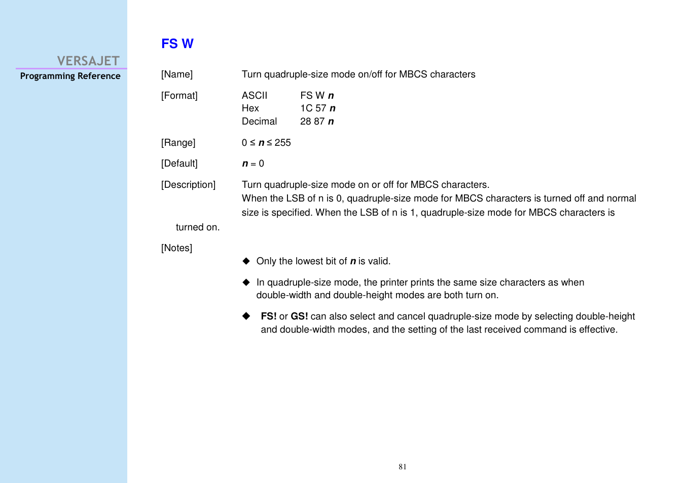 Versajet fs w | Cino M230B User Manual | Page 90 / 245