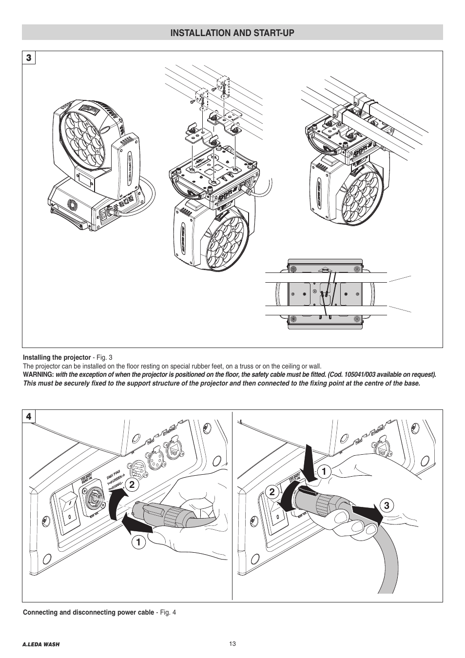 13 installation and start-up | Clay Paky A.LEDA WASH K20 User Manual | Page 13 / 40