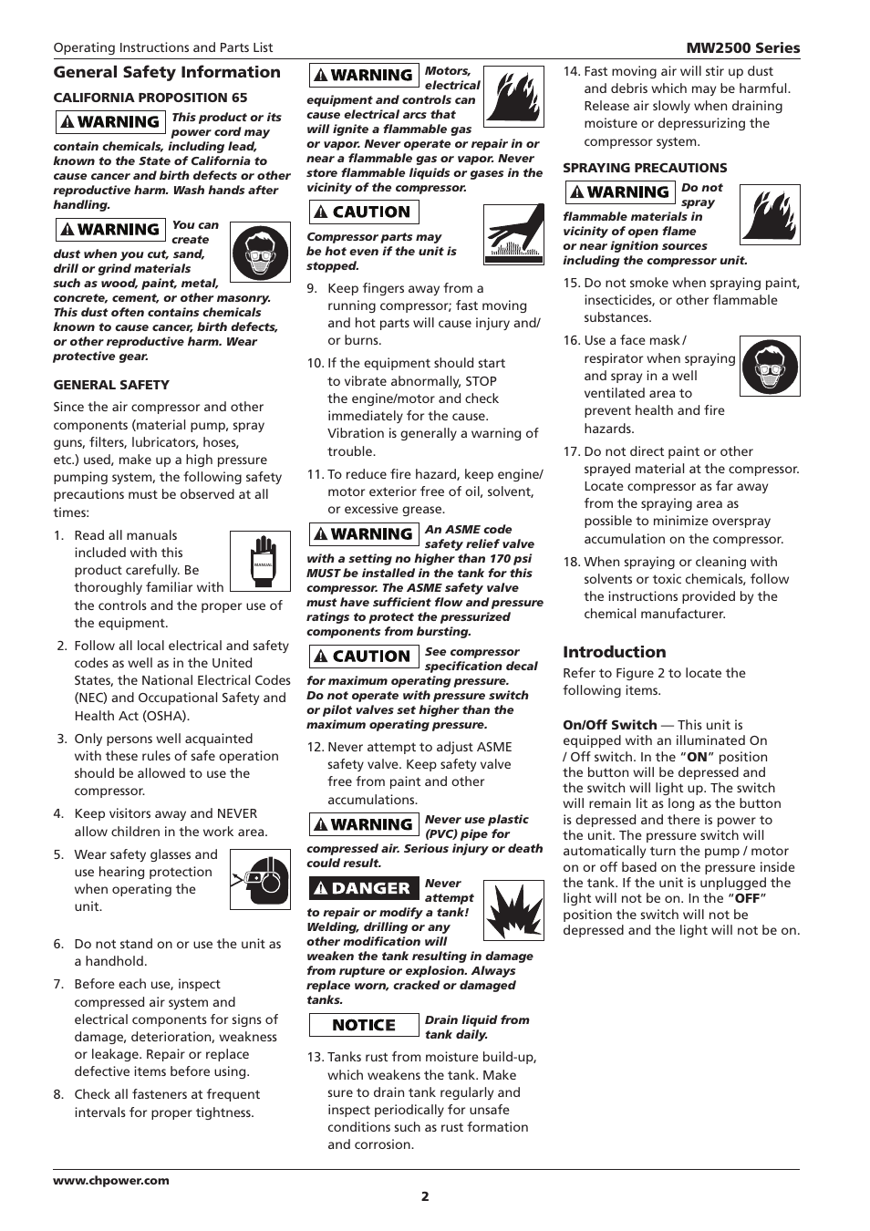General safety information, Introduction | Campbell Hausfeld IN634000AV User Manual | Page 2 / 32