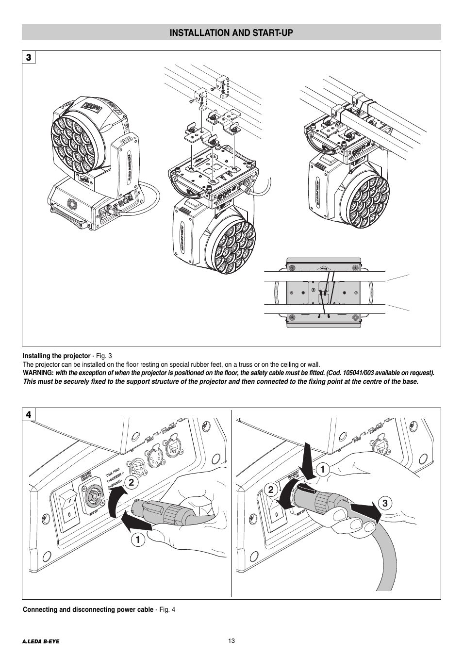 13 installation and start-up | Clay Paky A.LEDA B-EYE K20 User Manual | Page 13 / 40
