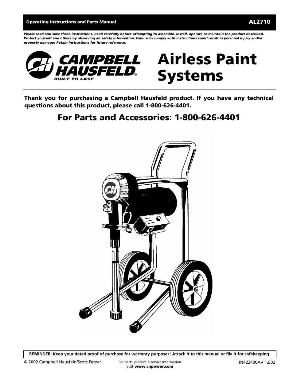 Campbell Hausfeld AL2710 User Manual | 28 pages