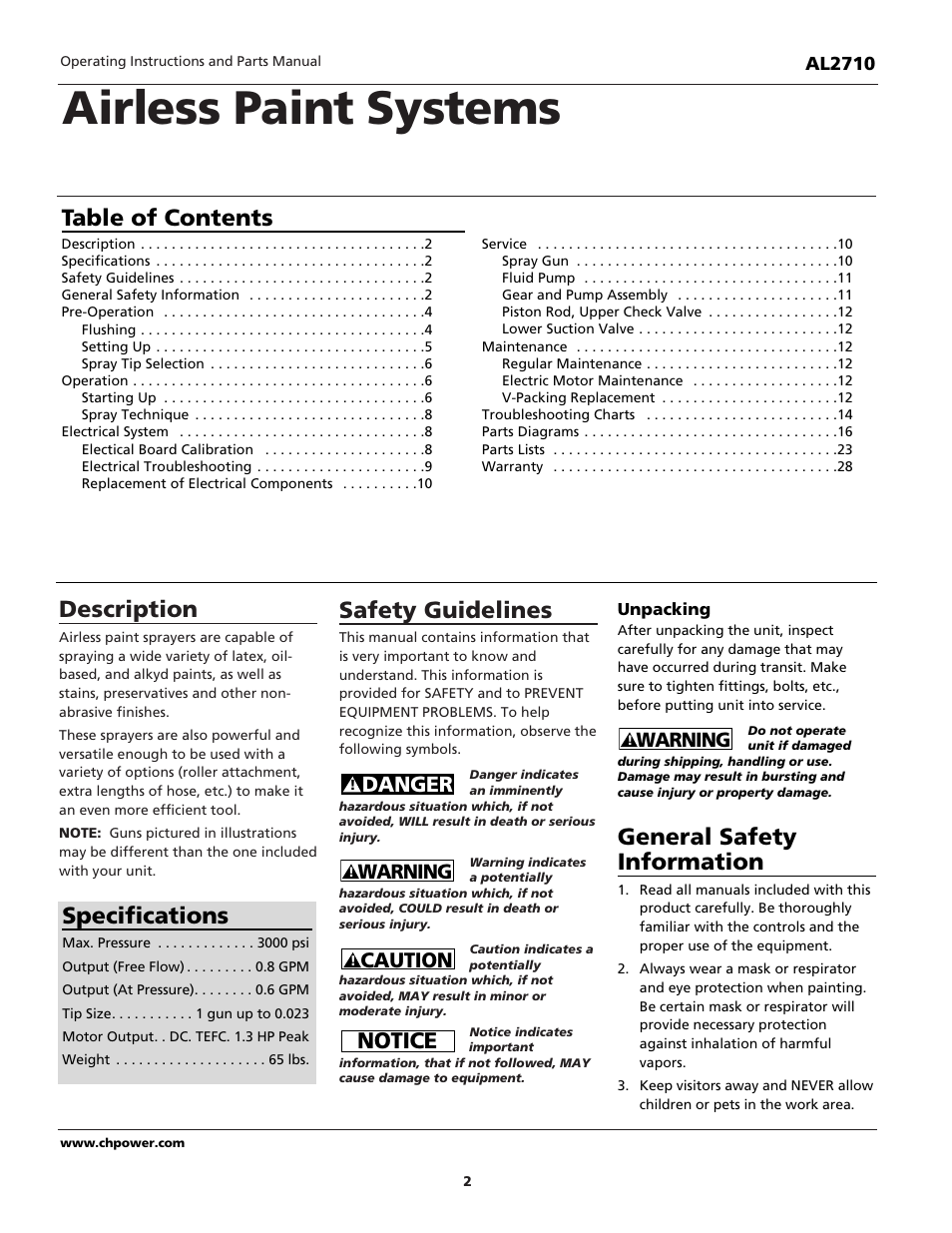 Campbell Hausfeld AL2710 User Manual | Page 2 / 28