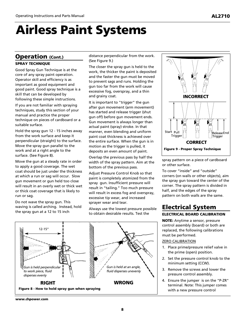 Airless paint systems, Operation, Electrical system | Campbell Hausfeld AL2710 User Manual | Page 8 / 28