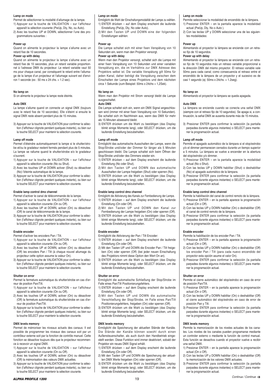 Clay Paky ALPHA PROFILE 1200 User Manual | Page 19 / 48