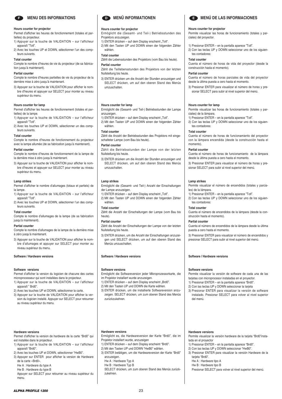 Clay Paky ALPHA PROFILE 1200 User Manual | Page 23 / 48