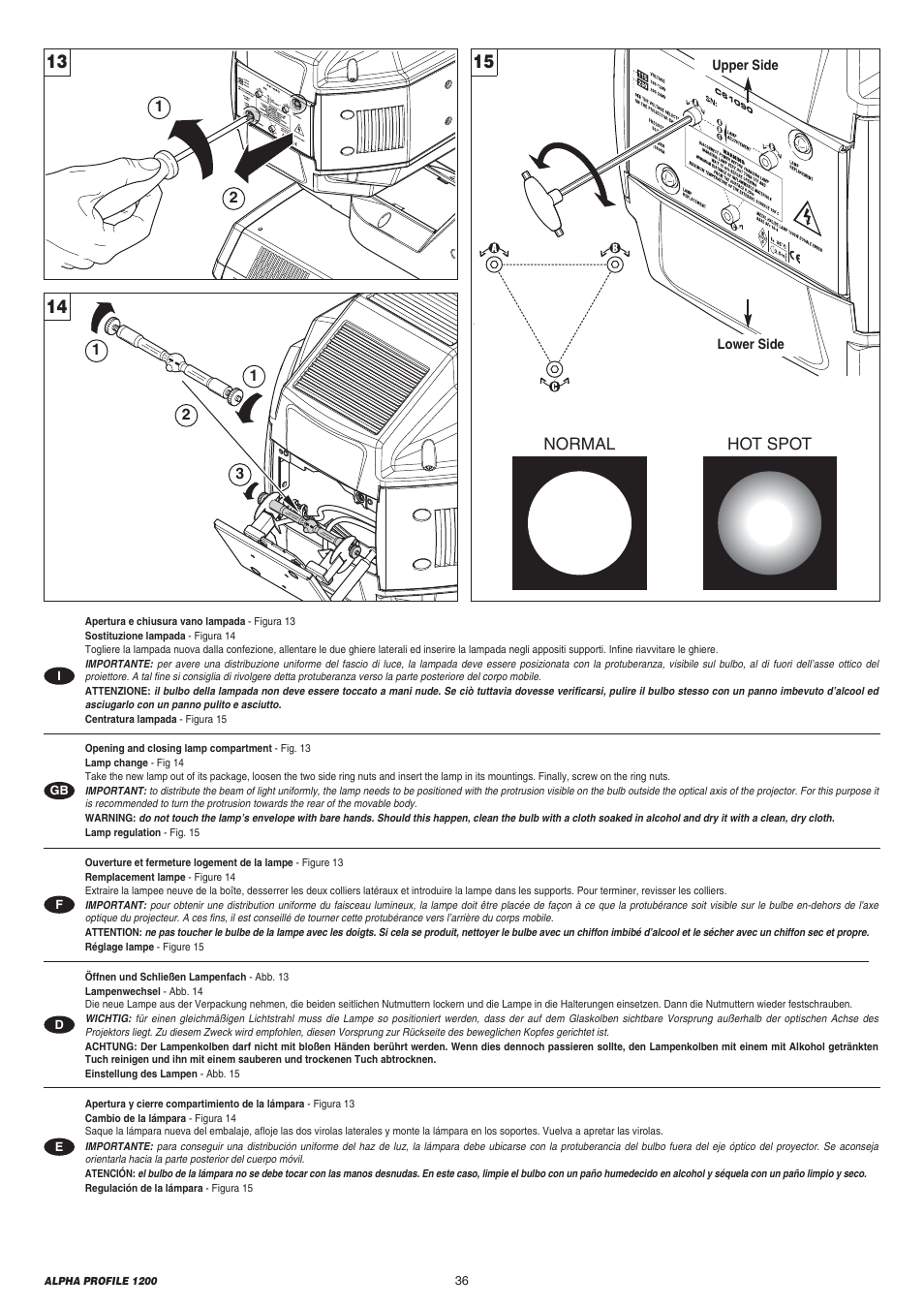 Clay Paky ALPHA PROFILE 1200 User Manual | Page 36 / 48