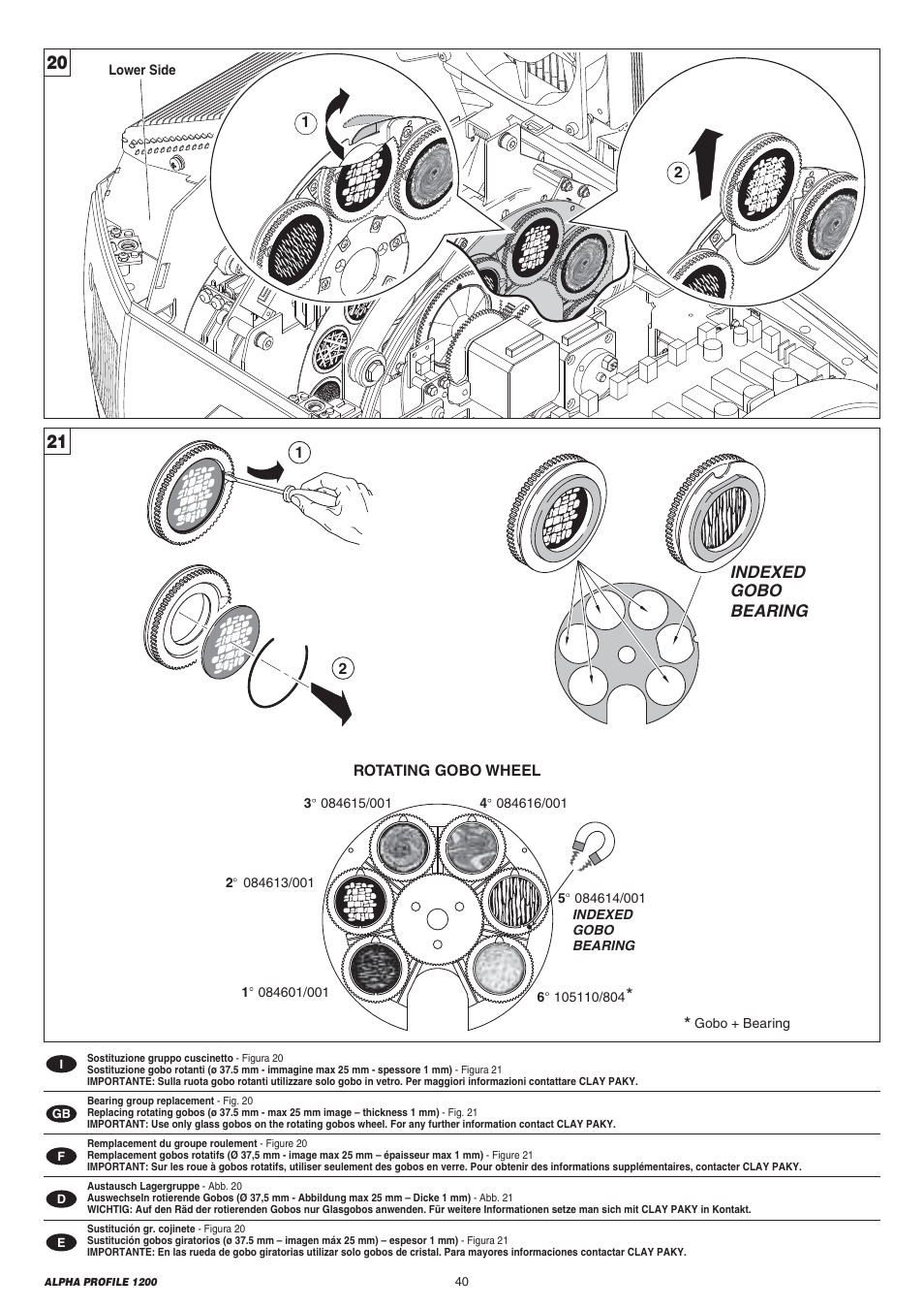 Clay Paky ALPHA PROFILE 1200 User Manual | Page 40 / 48