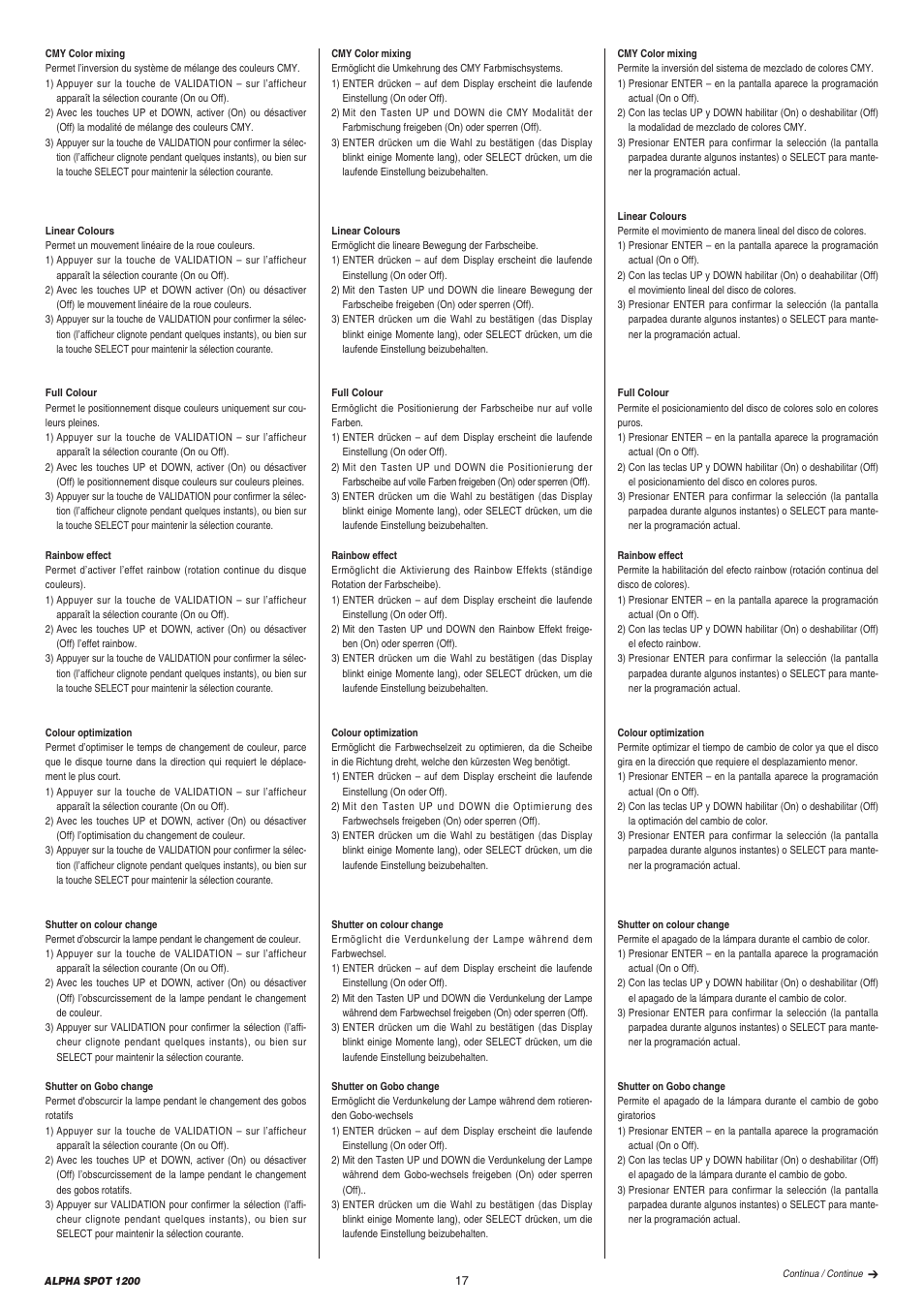 Clay Paky ALPHA SPOT 1200 User Manual | Page 17 / 47