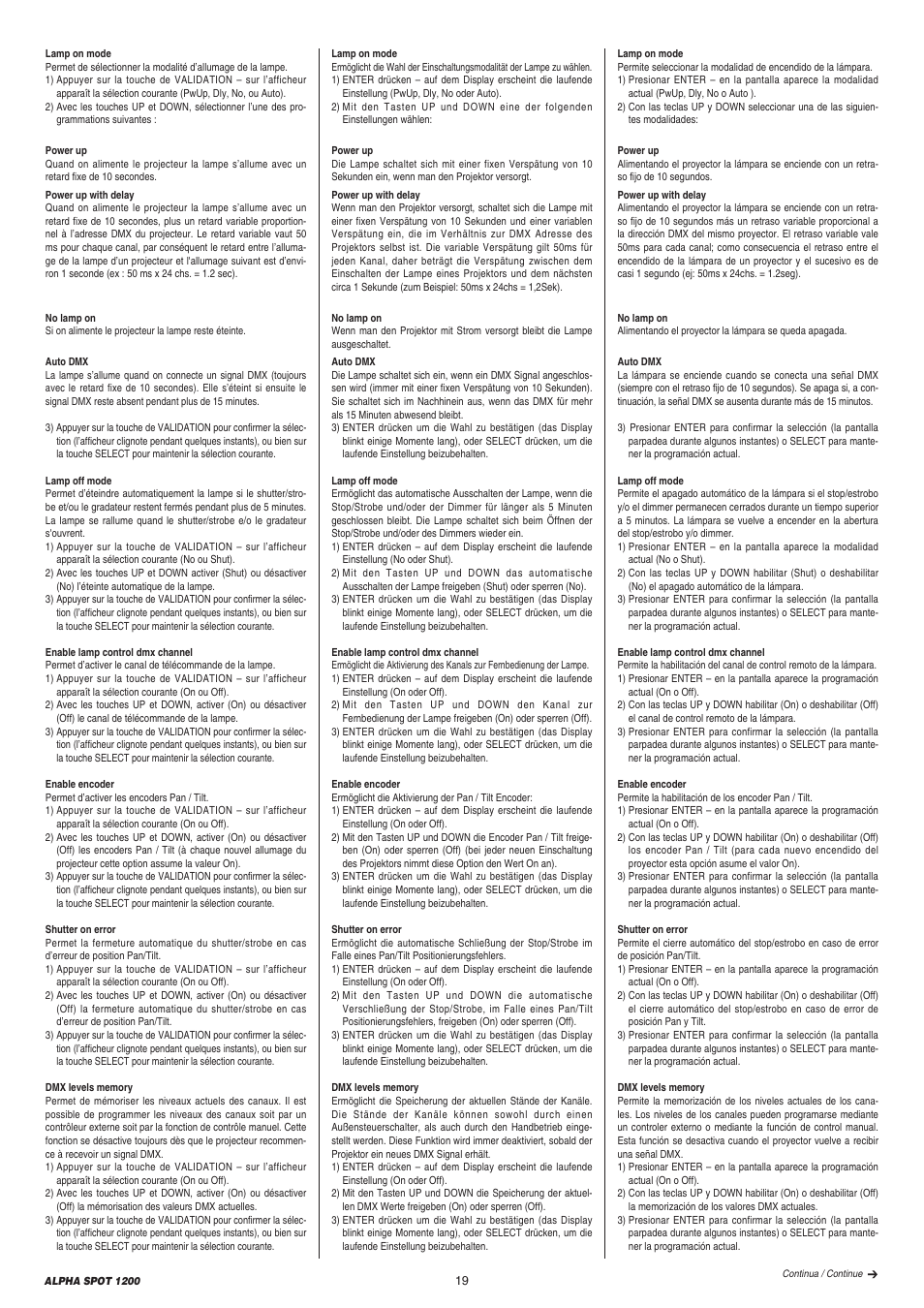 Clay Paky ALPHA SPOT 1200 User Manual | Page 19 / 47