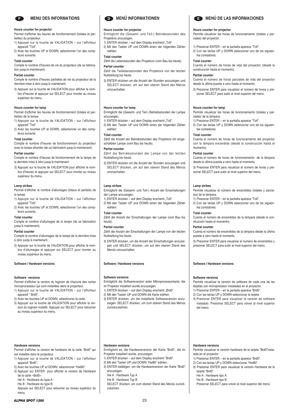 Clay Paky ALPHA SPOT 1200 User Manual | Page 23 / 47