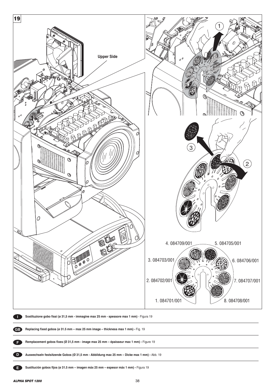 Clay Paky ALPHA SPOT 1200 User Manual | Page 38 / 47