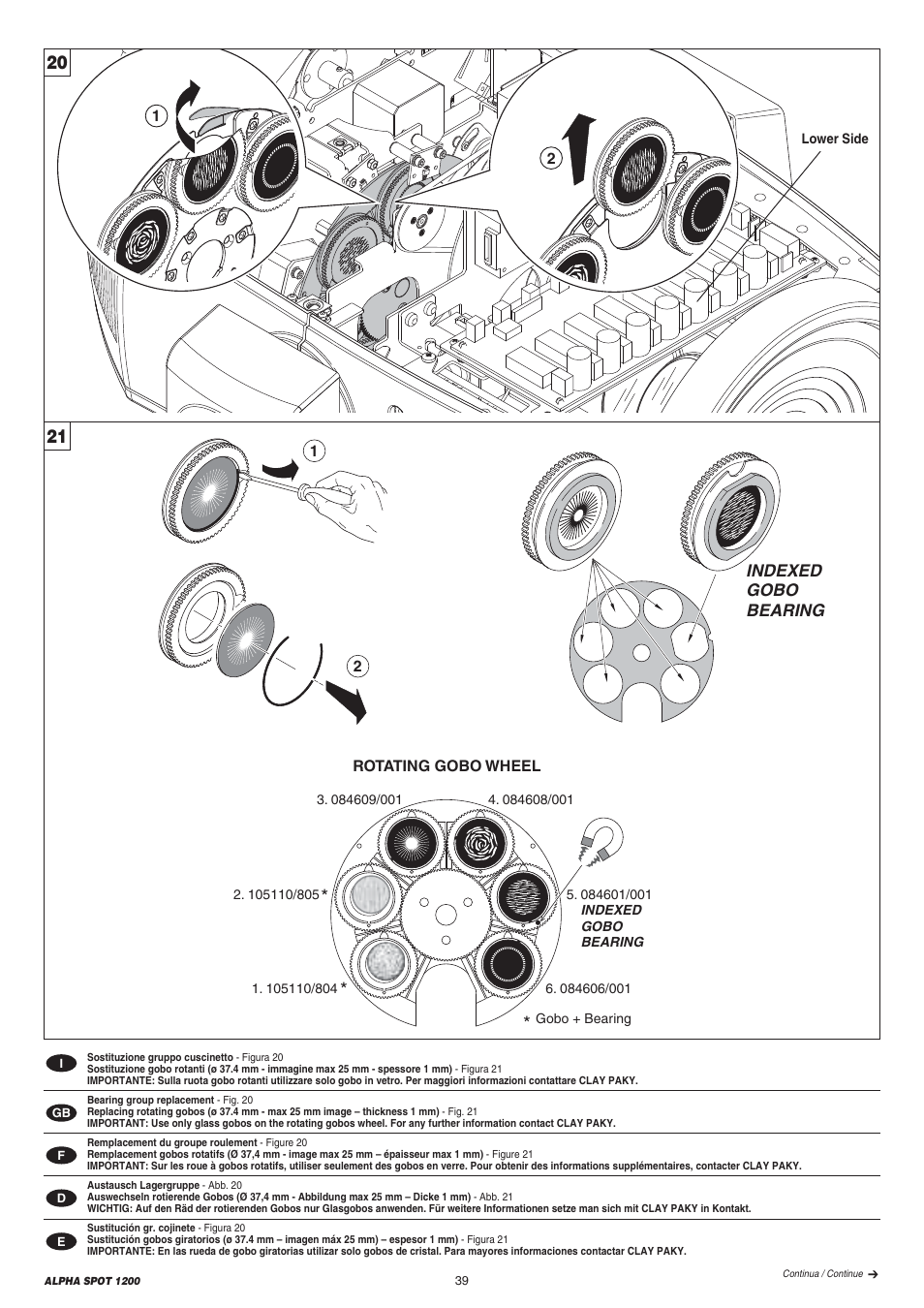 Clay Paky ALPHA SPOT 1200 User Manual | Page 39 / 47